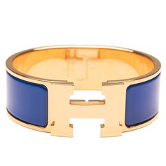 Hermes Royal Blue Clic Clac H Wide Enamel Bracelet PM