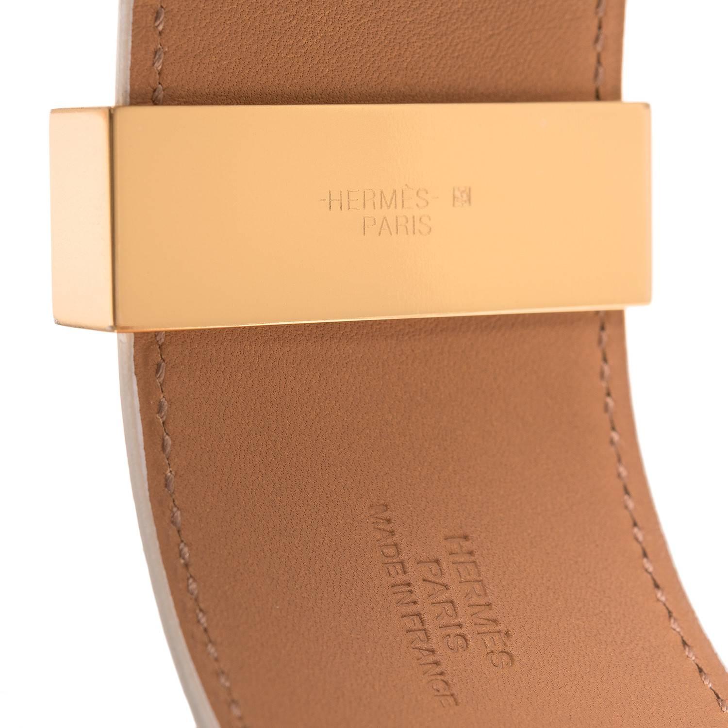 Women's Hermes White Epsom Collier De Chien (CDC) Bracelet Small