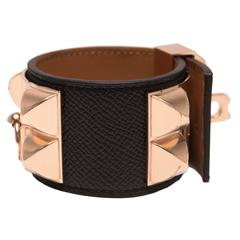 Hermes Black Epsom Collier De Chien (CDC) Bracelet Small