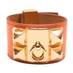 Hermes Orange Swift Collier De Chien (CDC) Bracelet Small