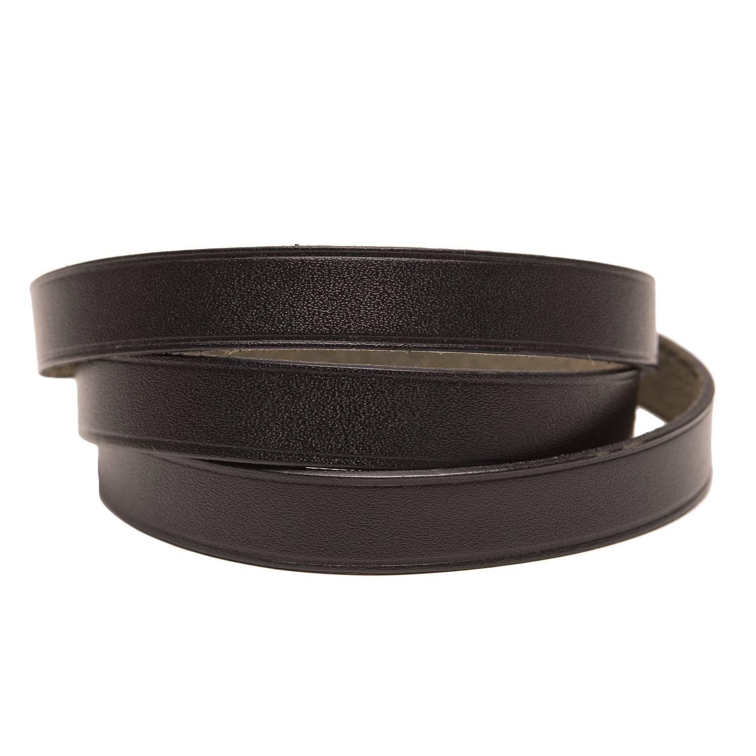 Hermes Black Calfskin Leather Quadruple Wrap Bracelet In Excellent Condition For Sale In New York, NY