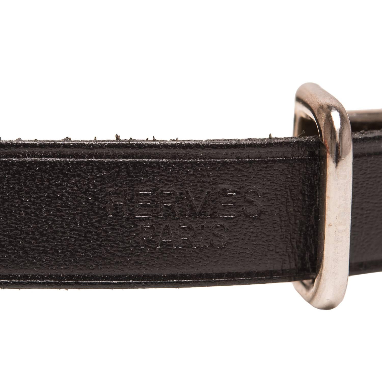Women's or Men's Hermes Black Calfskin Leather Quadruple Wrap Bracelet For Sale