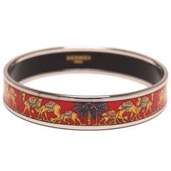 Hermes "Bengal Camel Caravan" Narrow Printed Enamel Bracelet PM (65)