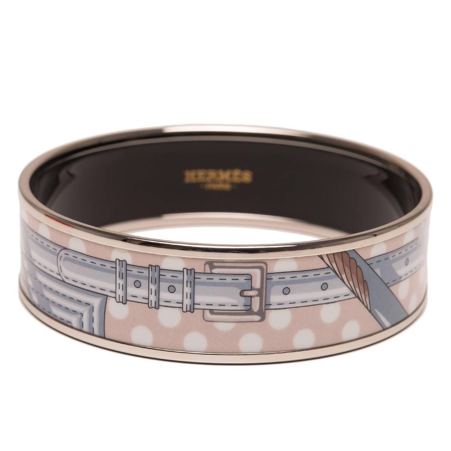 Hermes "Clic Clac a Pois" Wide Printed Enamel Bracelet PM (65)