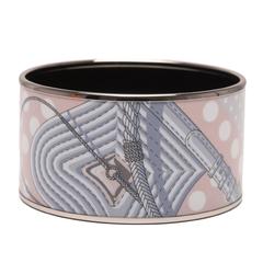 Used Hermes "Clic Clac a Pois" Extra Wide Printed Enamel Bracelet PM (65)