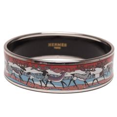 Hermes "Reindeer" Wide Printed Enamel Bracelet PM (65)
