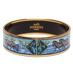 Hermes "Zebras" Wide Printed Enamel Bracelet GM (70)