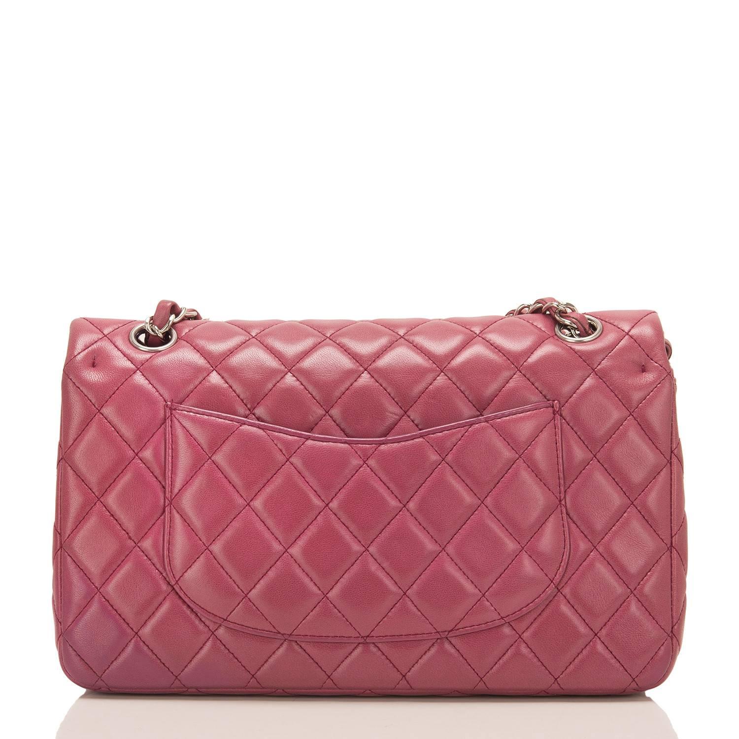 Pink Chanel Rose Fonce Lambskin Medium Classic Double Flap Bag