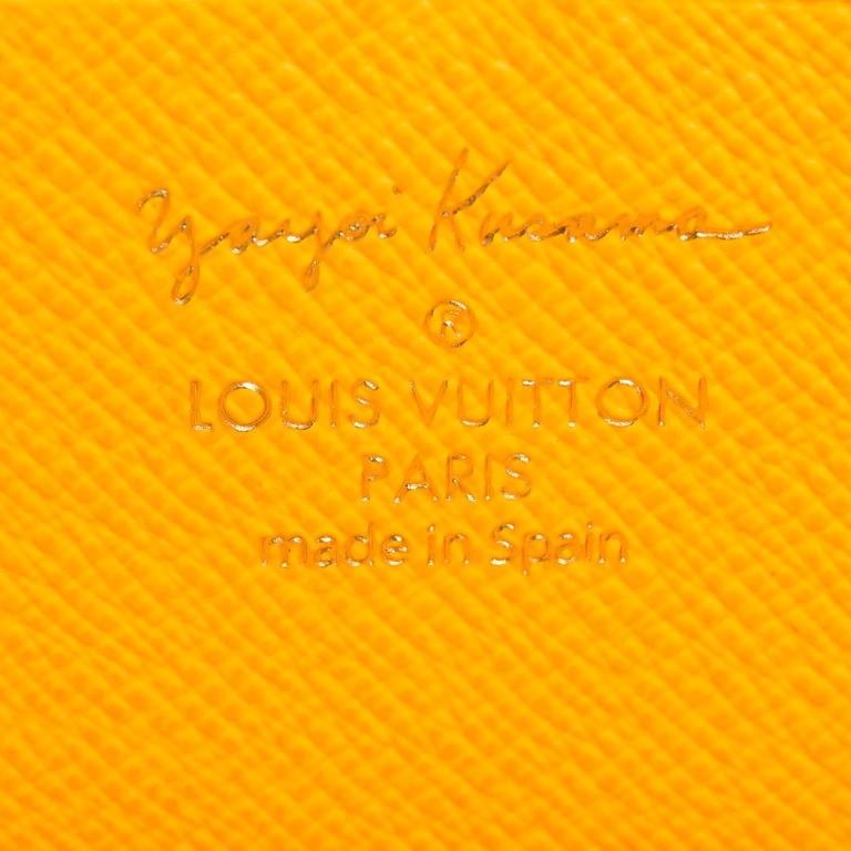 LOUIS VUITTON Monogram Kusama Pumpkin Dots Zippy Wallet Yellow