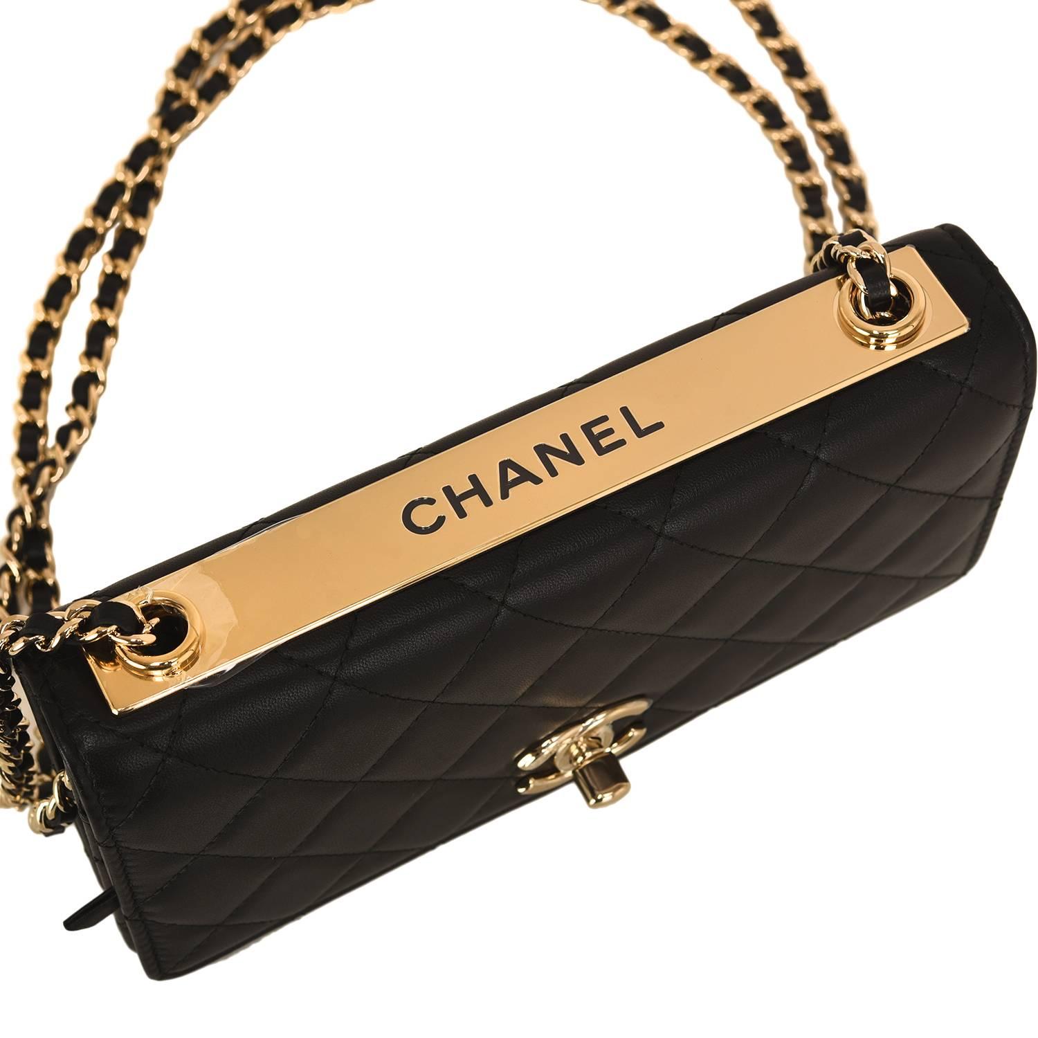 Chanel Black Quilted Lambskin Trendy CC Wallet On Chain (WOC) In New Condition In New York, NY