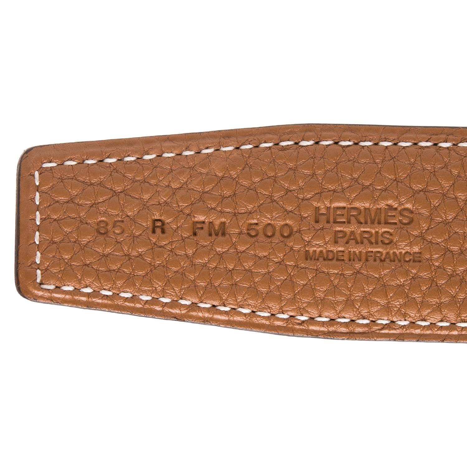 Brown Hermes 32mm Reversible Black/Gold Constance H Belt Plated Gold Buckle 85 cm For Sale