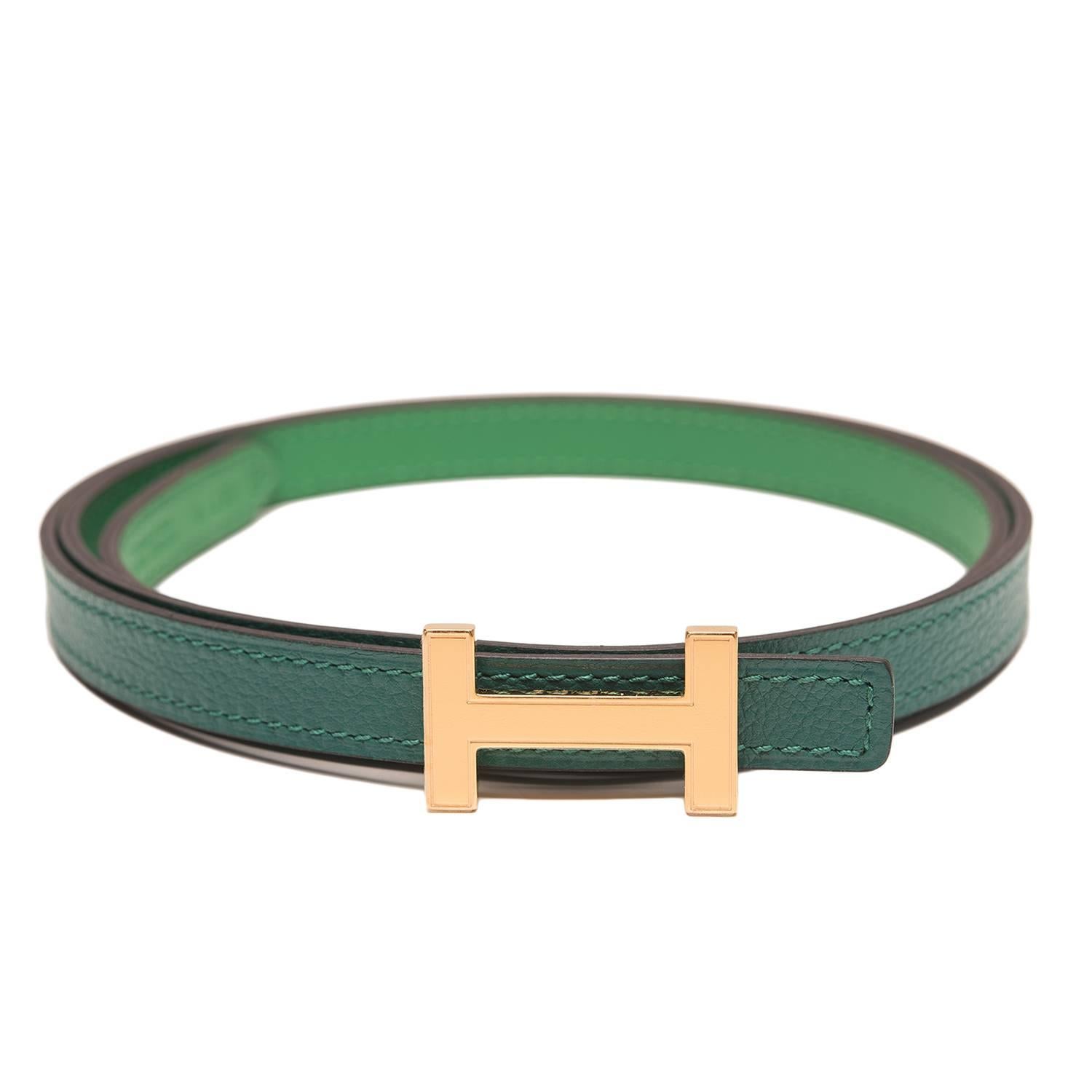 Hermes 12mm Reversible Emerald Green Constance H Belt 85cm For Sale
