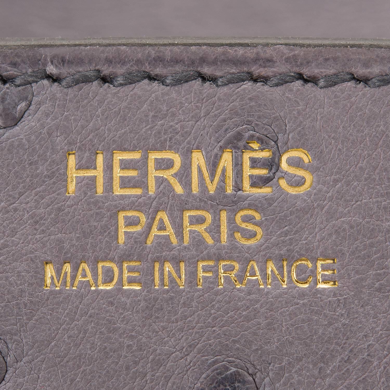Hermes Gris Agate Ostrich Birkin 30cm Gold Hardware 2