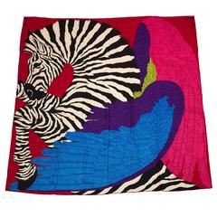 Hermes "Zebra Pegasus" Cashmere and Silk Shawl 140cm