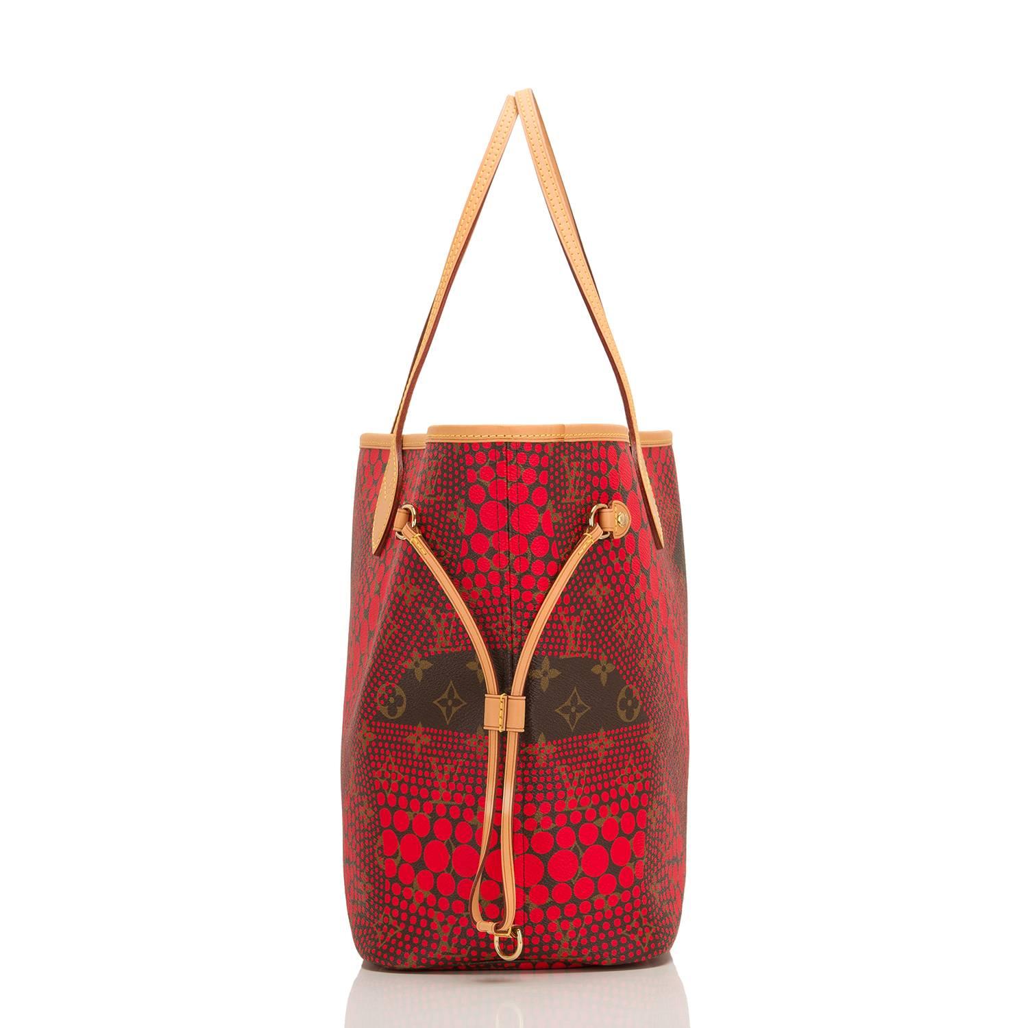Louis Vuitton Red Monogram Kusama Waves Neverfull MM In Excellent Condition In New York, NY
