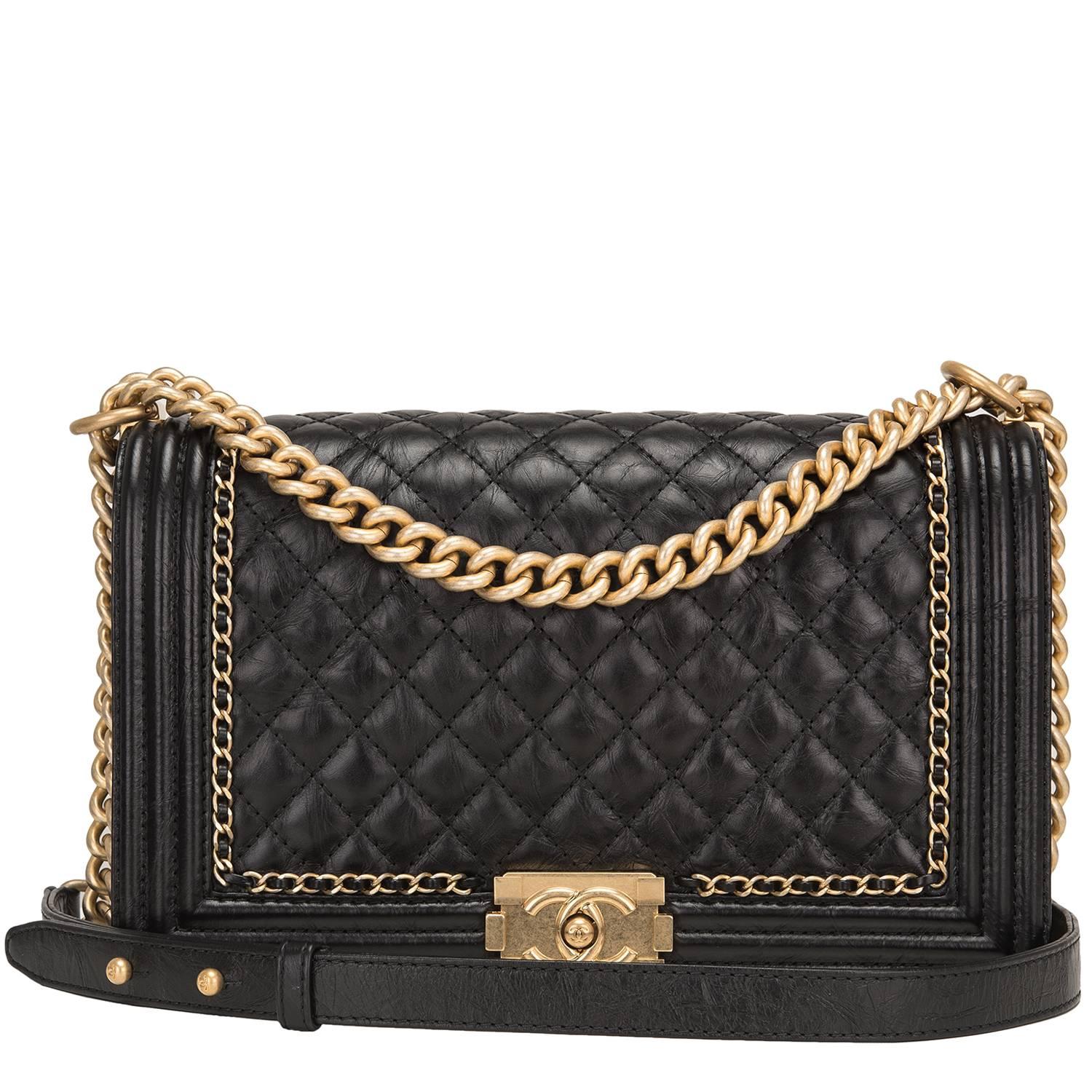 Chanel Black Calfskin New Medium "Jacket" Boy Bag For Sale