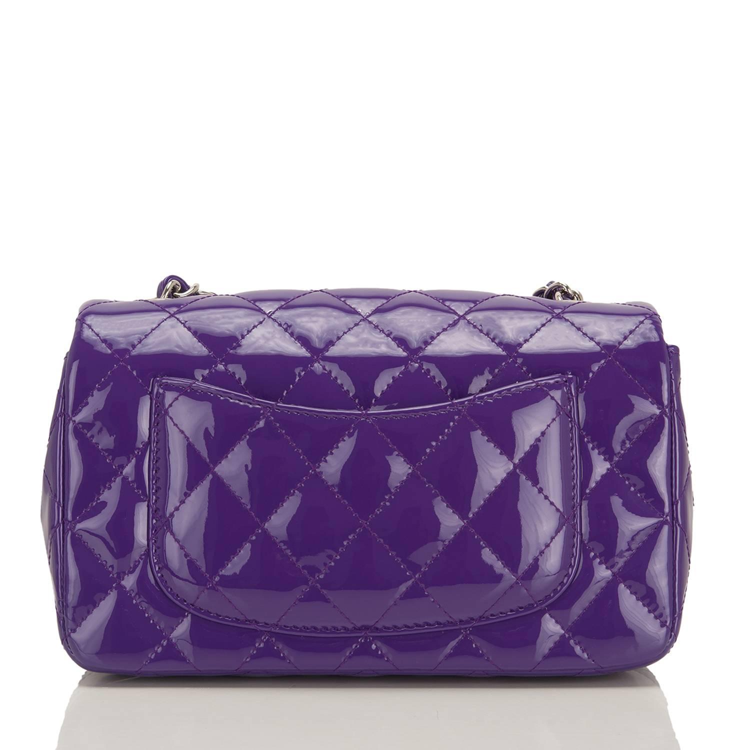 Chanel Purple Patent Leather Rectangular Mini Classic Flap Bag In New Condition In New York, NY