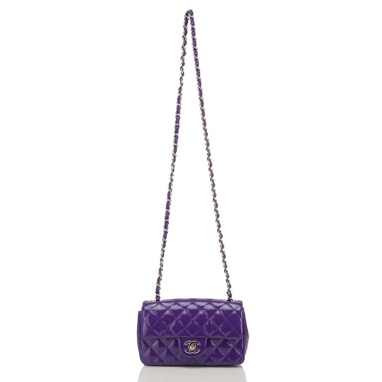 Chanel Purple Patent Leather Rectangular Mini Classic Flap Bag at