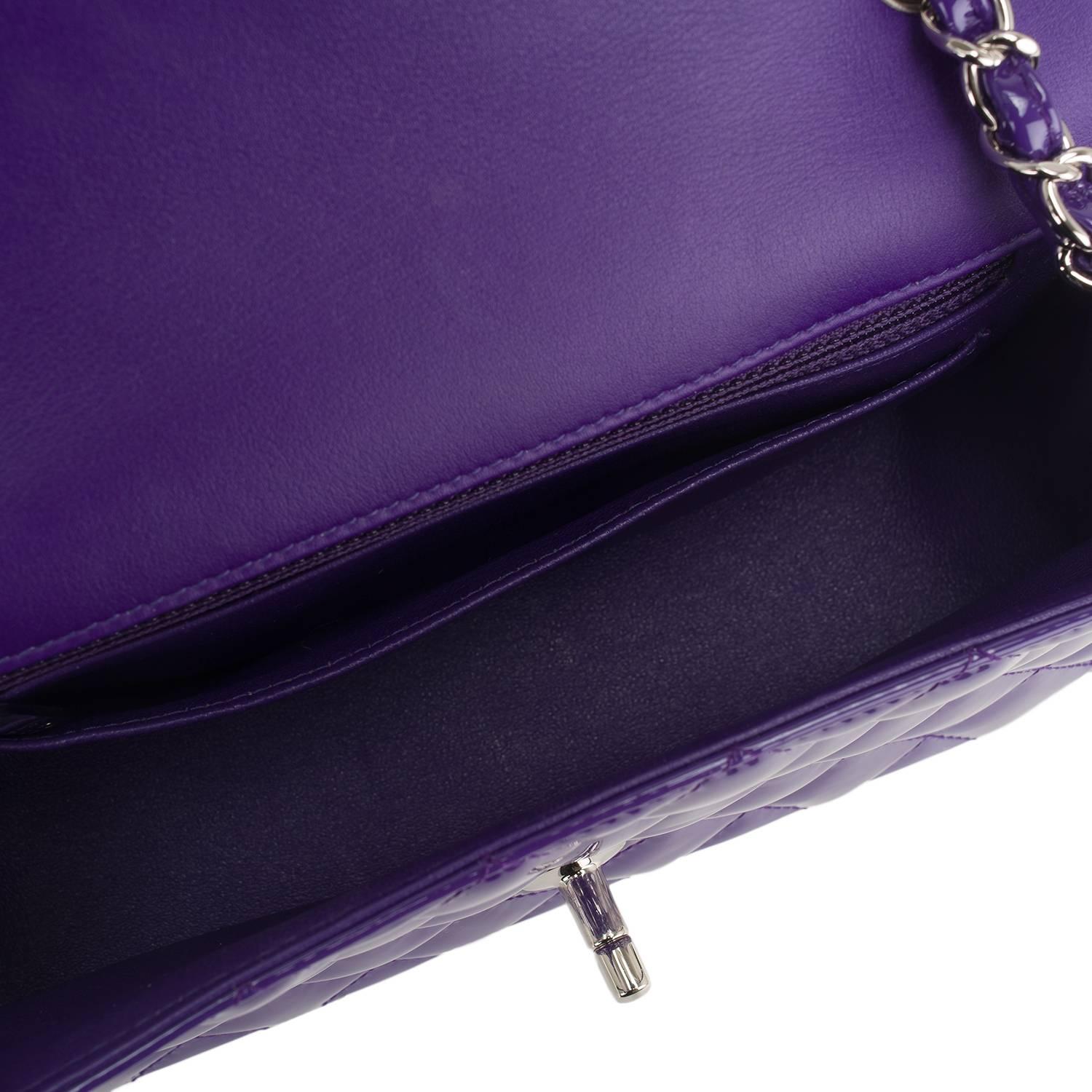 Chanel Purple Patent Leather Rectangular Mini Classic Flap Bag 2