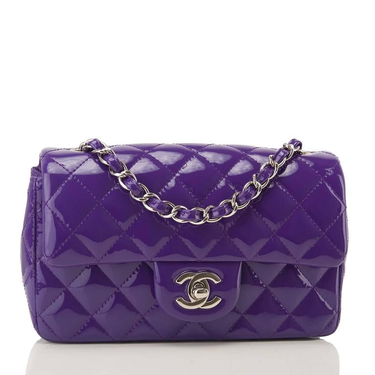 Chanel Purple Patent Leather Rectangular Mini Classic Flap Bag at 1stDibs