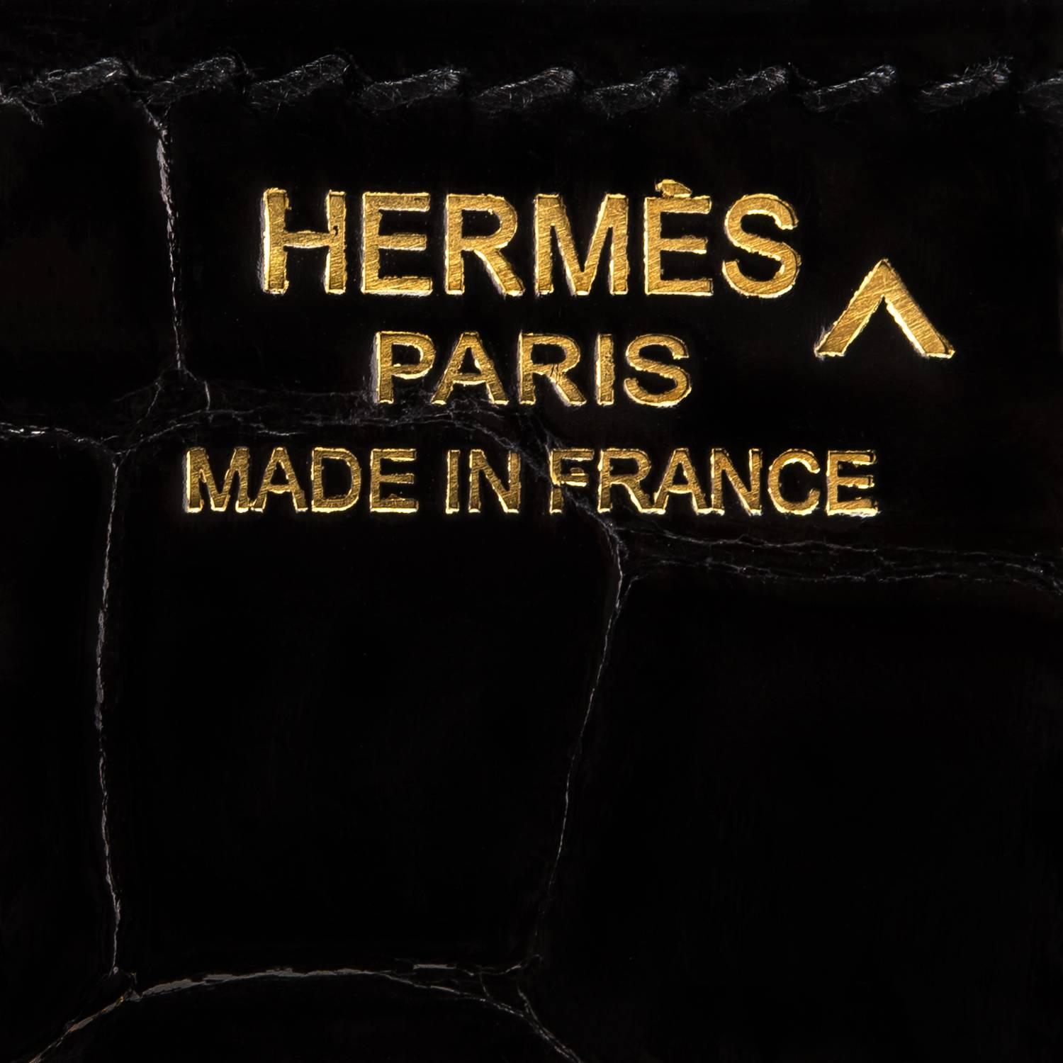 Hermes Black 25cm Porosus Crocodile Constance Elan Bag  For Sale 3