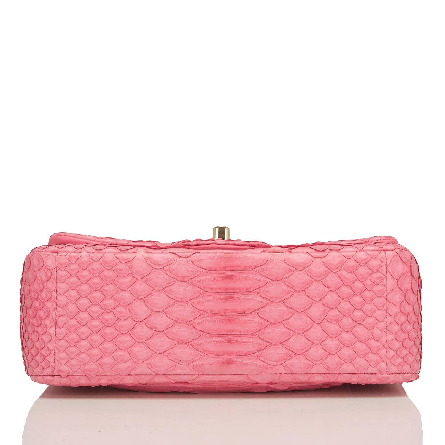 Chanel Pink Python Rectangular Mini Classic Flap Bag For Sale at ...