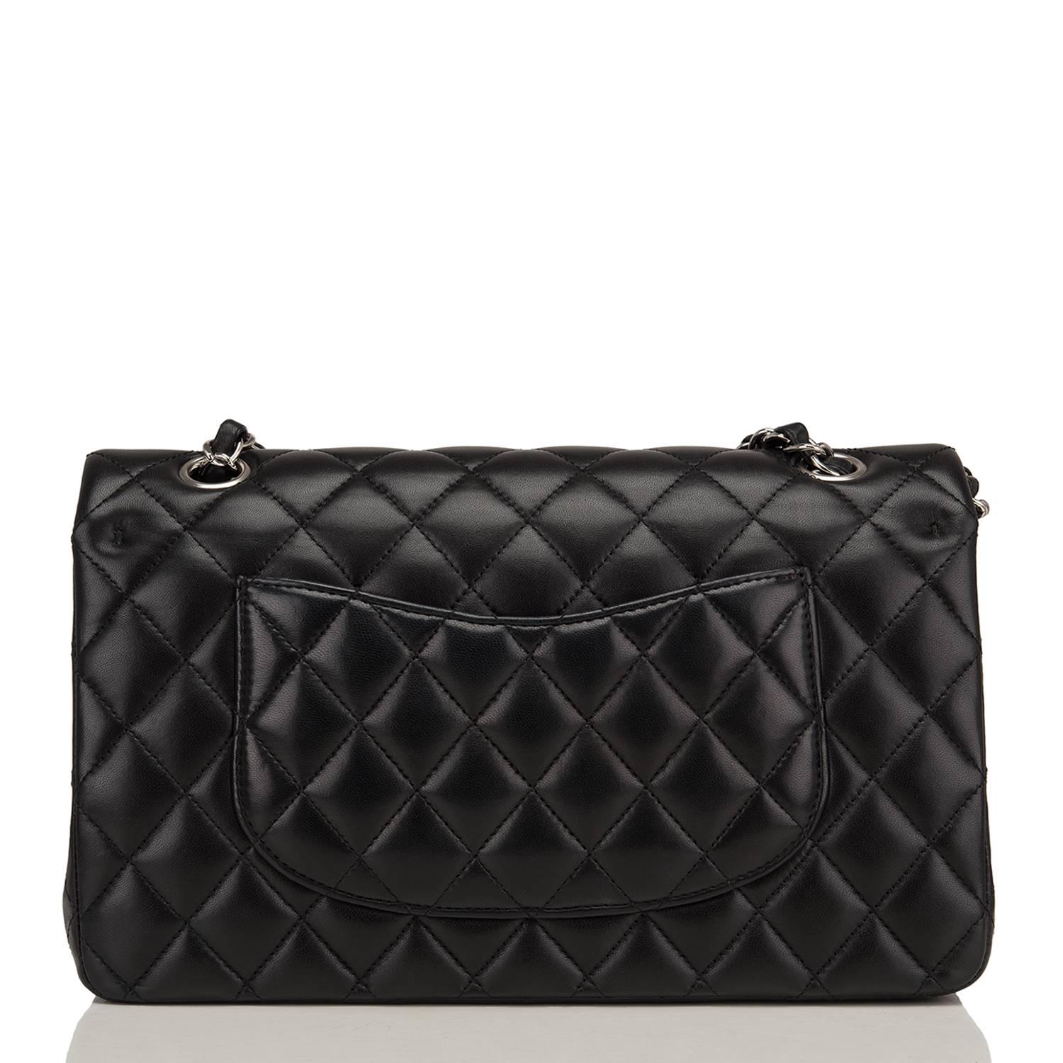Women's Chanel Black Quilted Lambskin Medium Classic Double Flap Bag