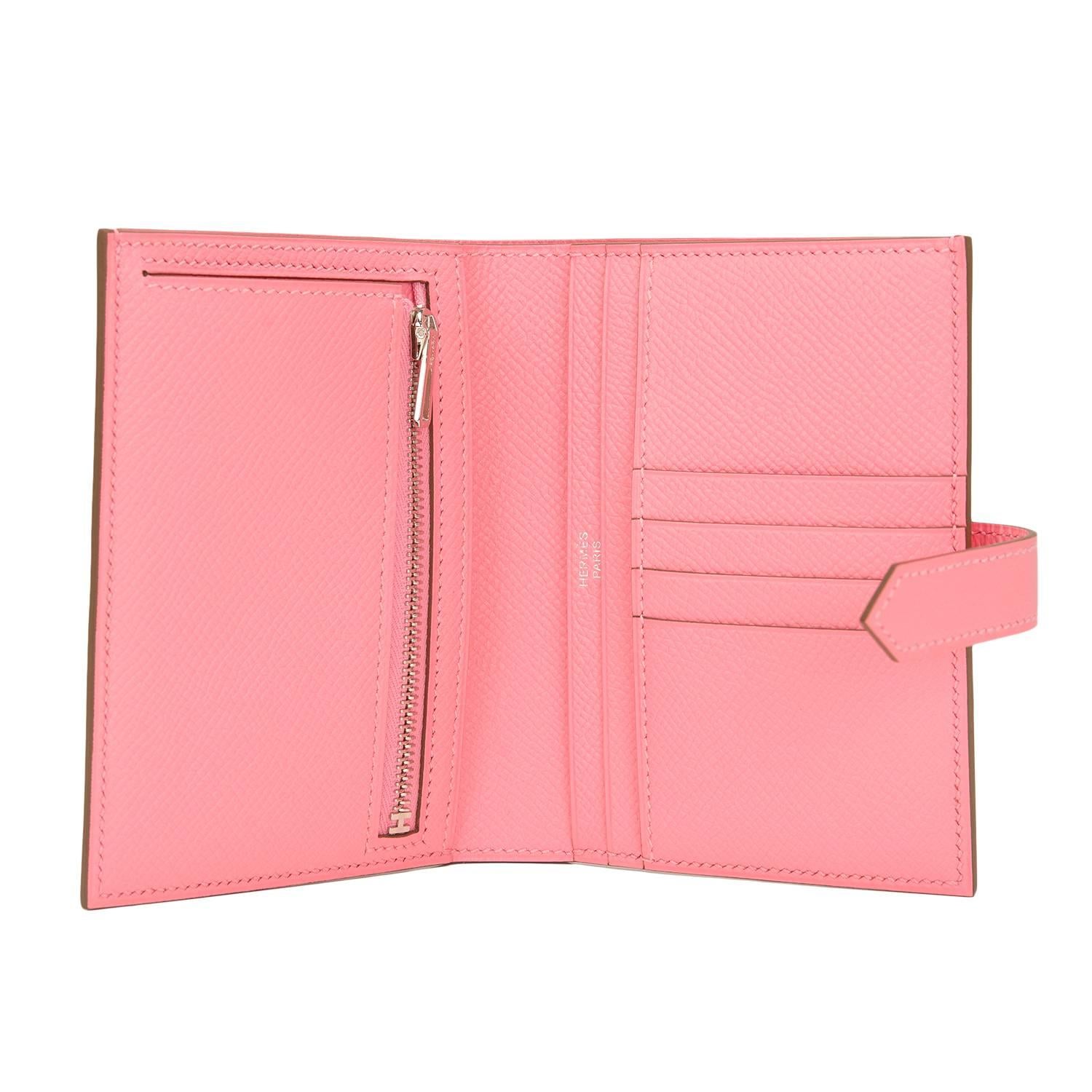 Women's Hermes Rose Confetti Epsom Compact Bearn Wallet For Sale