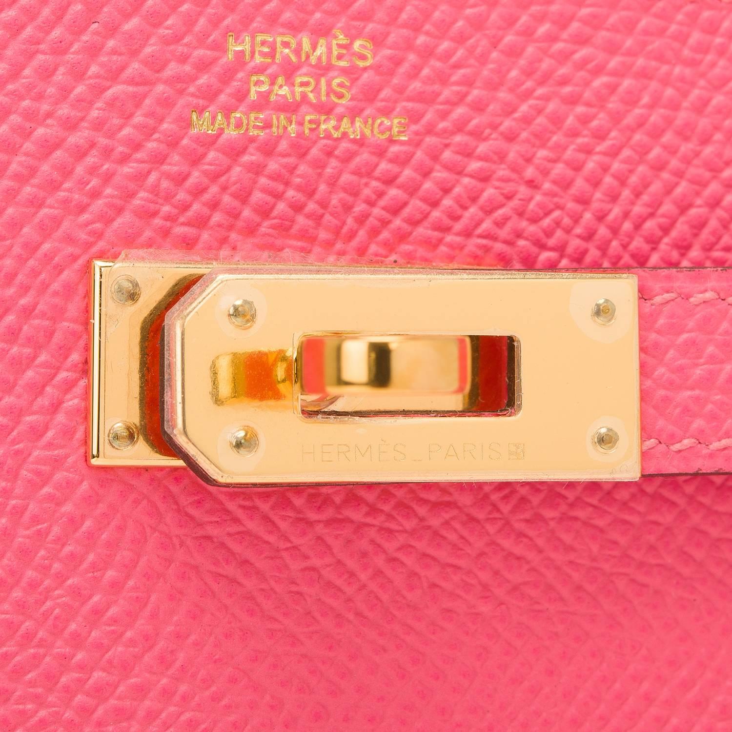 Hermes Rose Azalea Epsom Kelly Longue Wallet Gold Hardware 1