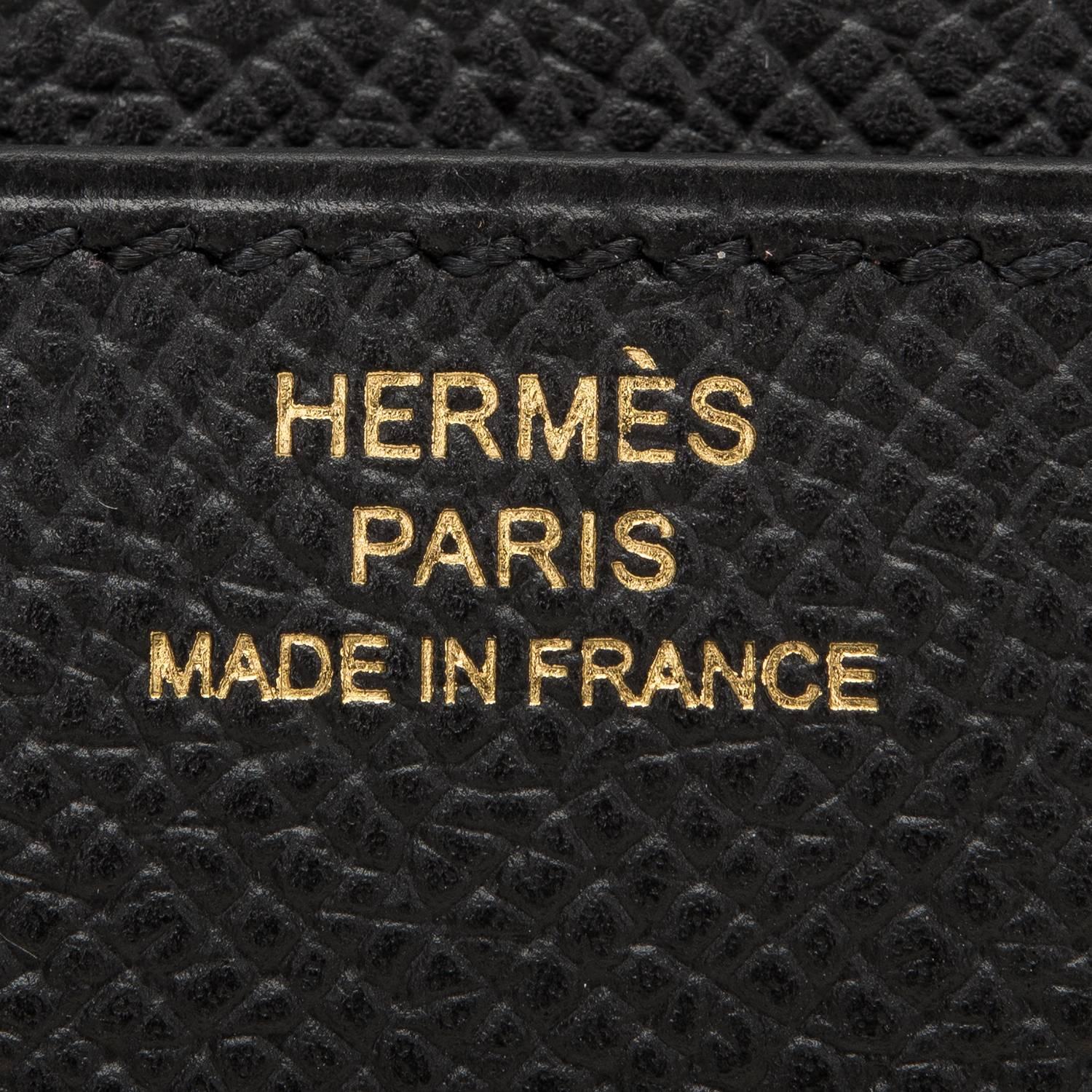 Hermes Black Epsom Constance Long Wallet Clutch Gold Hardware For Sale 2