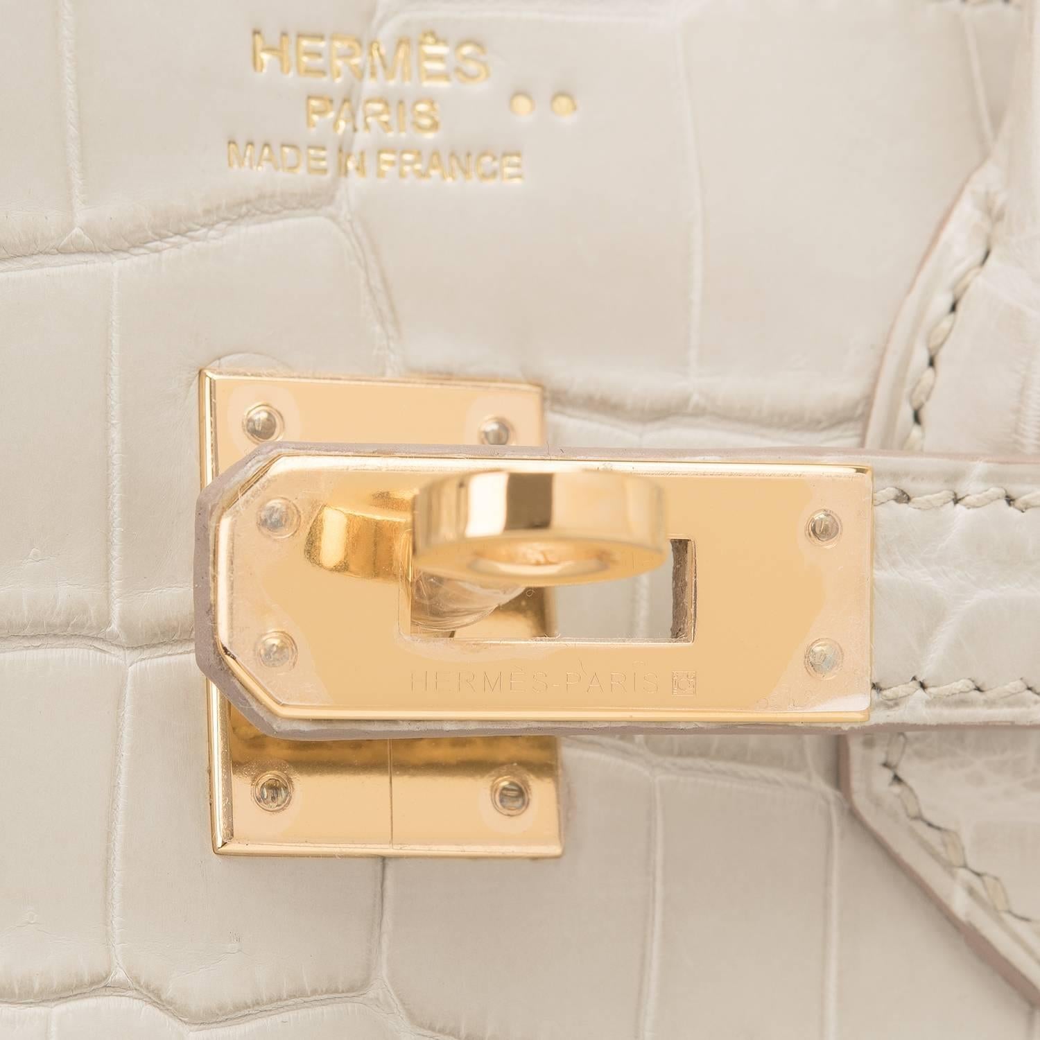 Hermes Beton Matte Nilo Crocodile Birkin 25cm Gold Hardware In New Condition For Sale In New York, NY