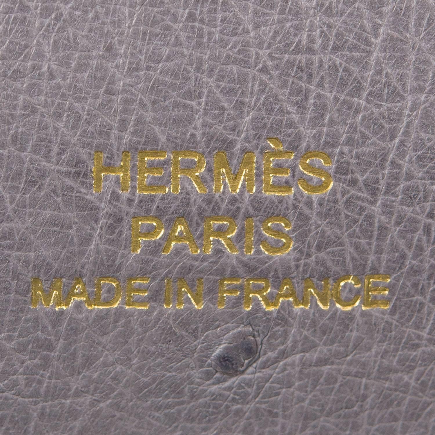 Hermes Gris Agate Ostrich Mini Kelly Pochette Gold Hardware 4