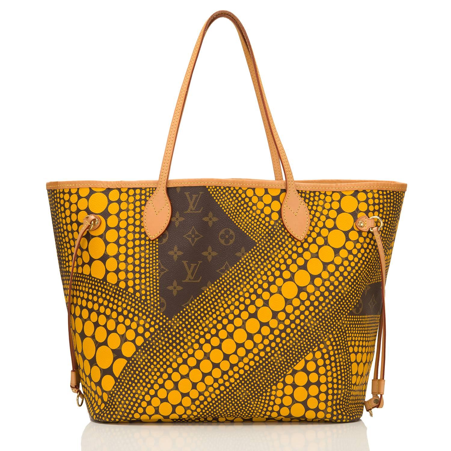 Women's Louis Vuitton Yellow Monogram Kusama Waves Neverfull MM For Sale