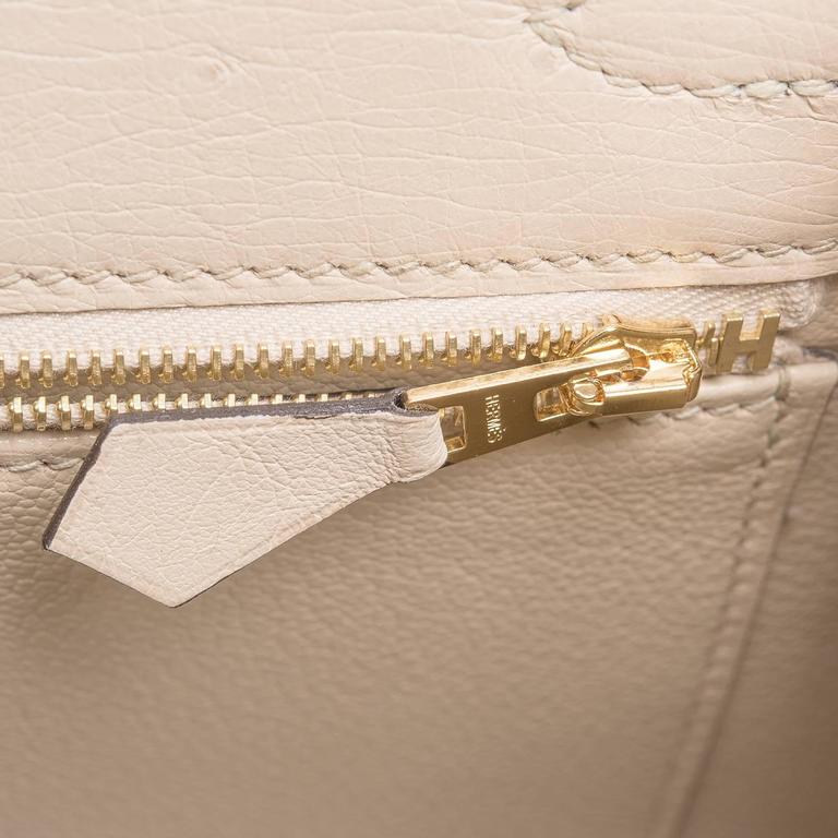 Hermes 25cm Parchemin Ostrich Gold Plated Birkin Bag - Yoogi's Closet