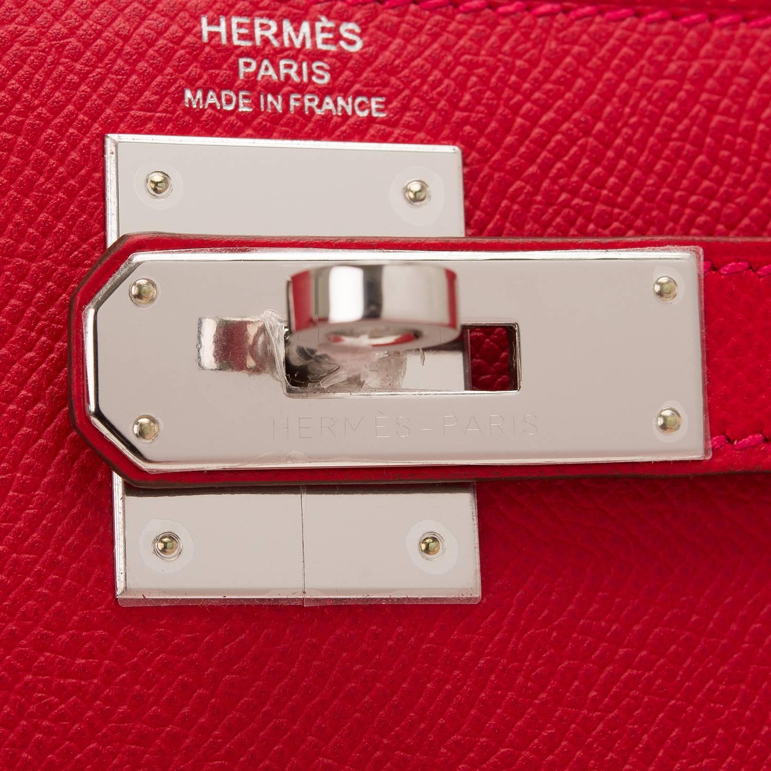 Hermes Rouge Casaque Epsom Sellier Kelly 28cm Palladium Hardware 1