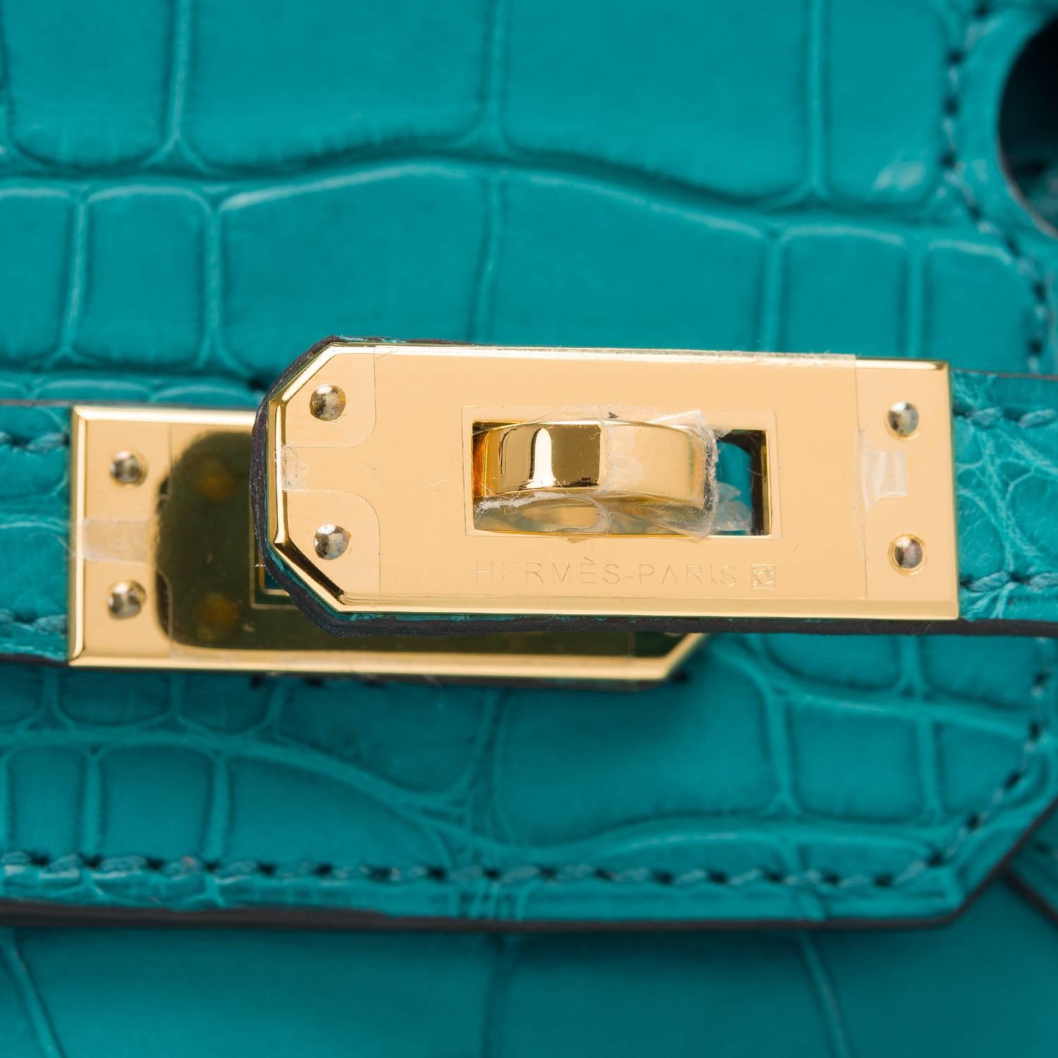 Hermes Blue Paon Matte Alligator Birkin 25cm Gold Hardware 1