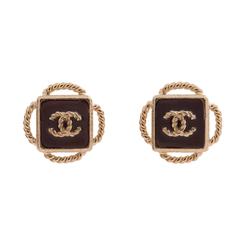 Chanel Red "Gripoix" Beaded Matte Gold Tone Floral Earrings