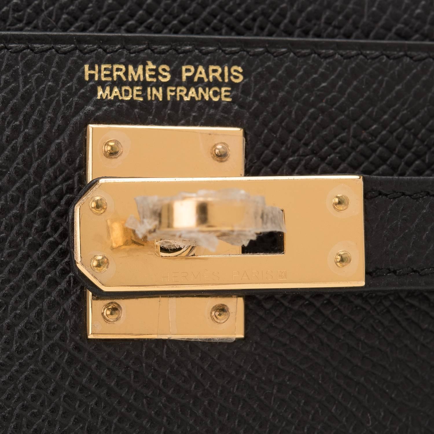 Hermes Black Epsom Sellier Kelly 20cm Gold Hardware 1
