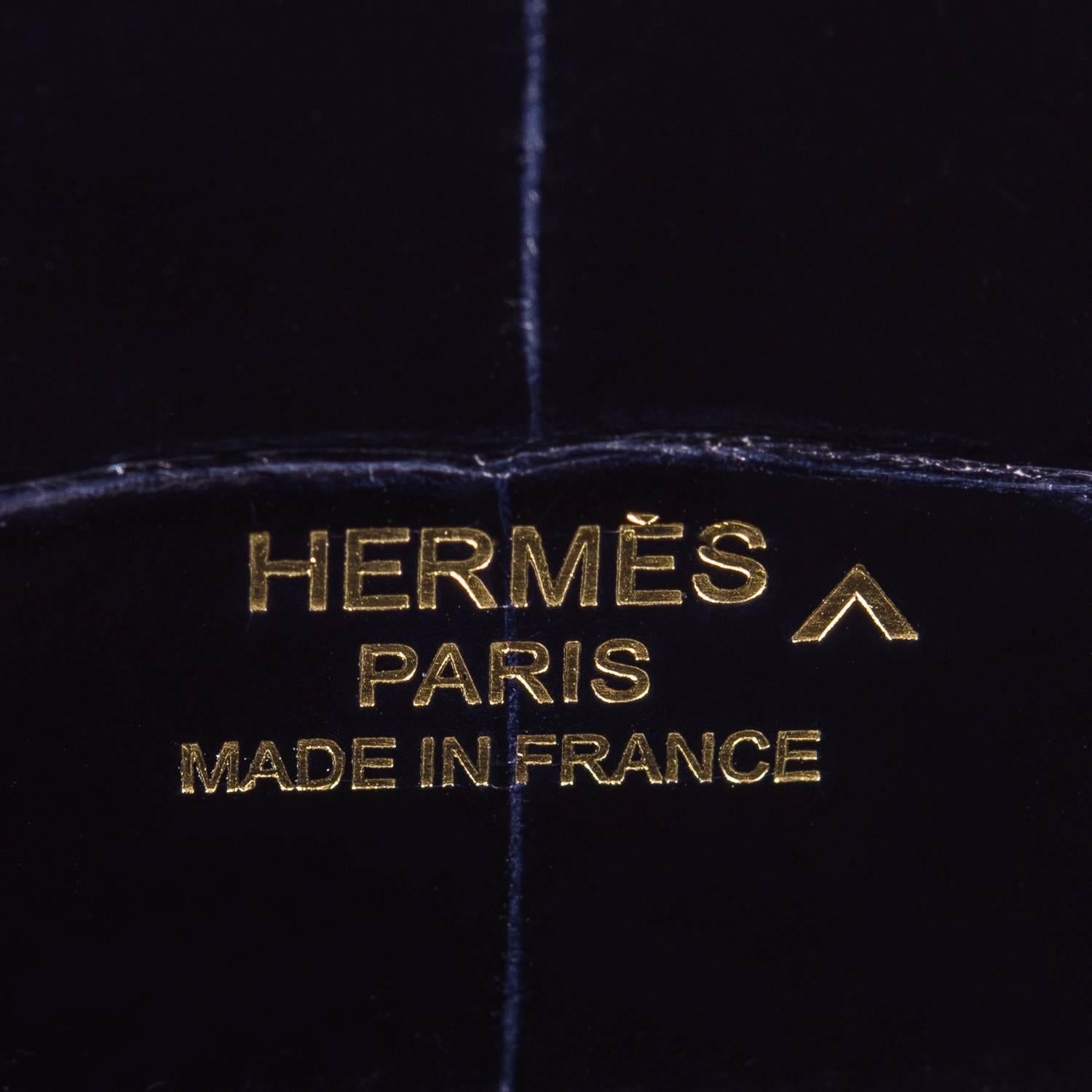 Hermes Blue Marine Porosus Crocodile Kelly Cut Gold Hardware 3