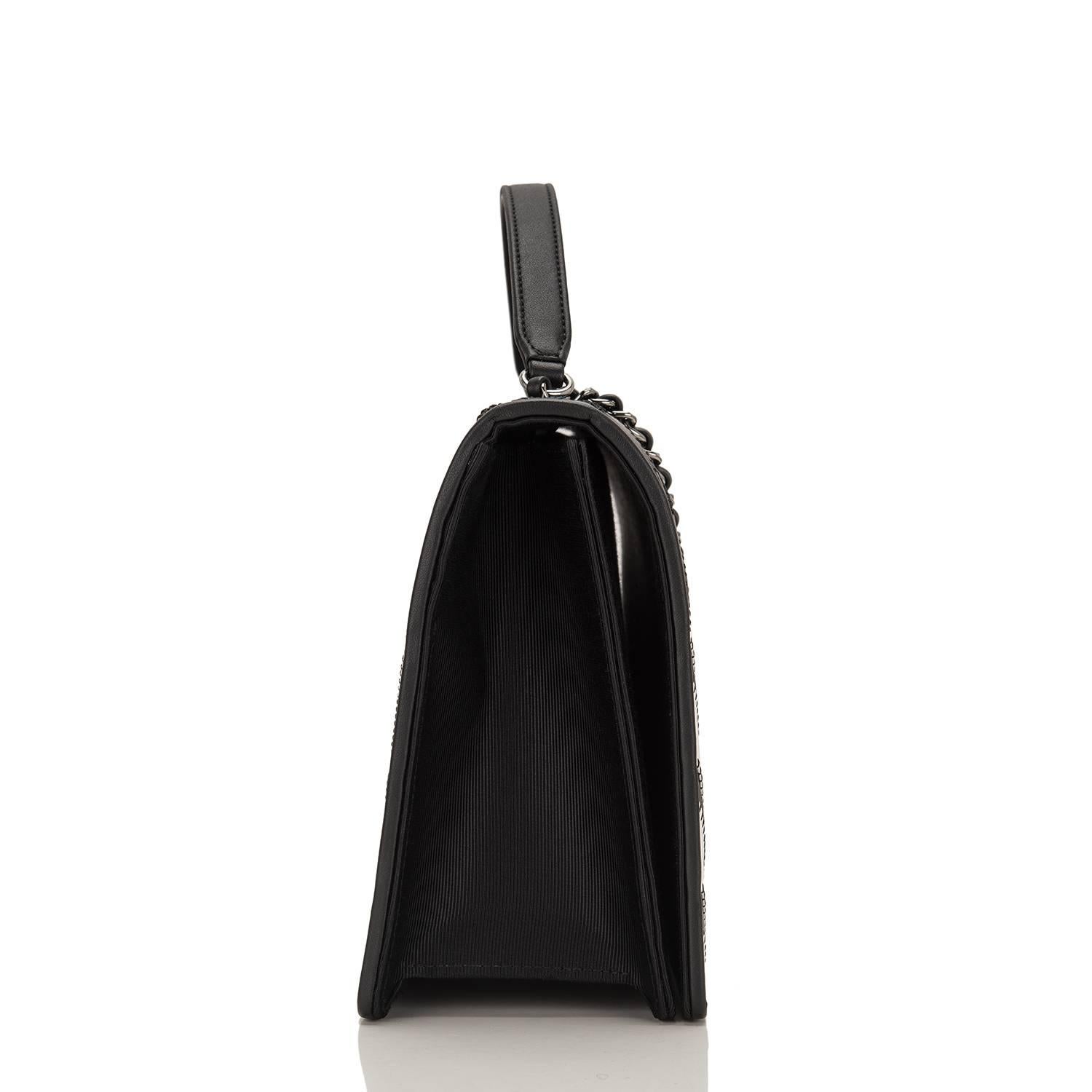 Beige Chanel Black White Chevron Couture Flap Bag For Sale