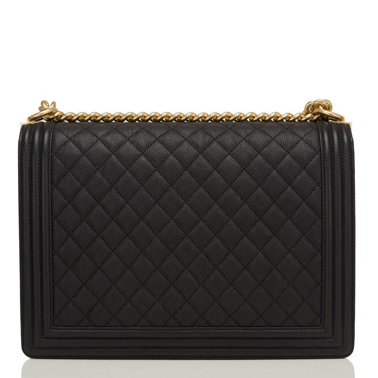 Chanel Black Quilted Caviar Large Boy Bag For Sale at 1stDibs