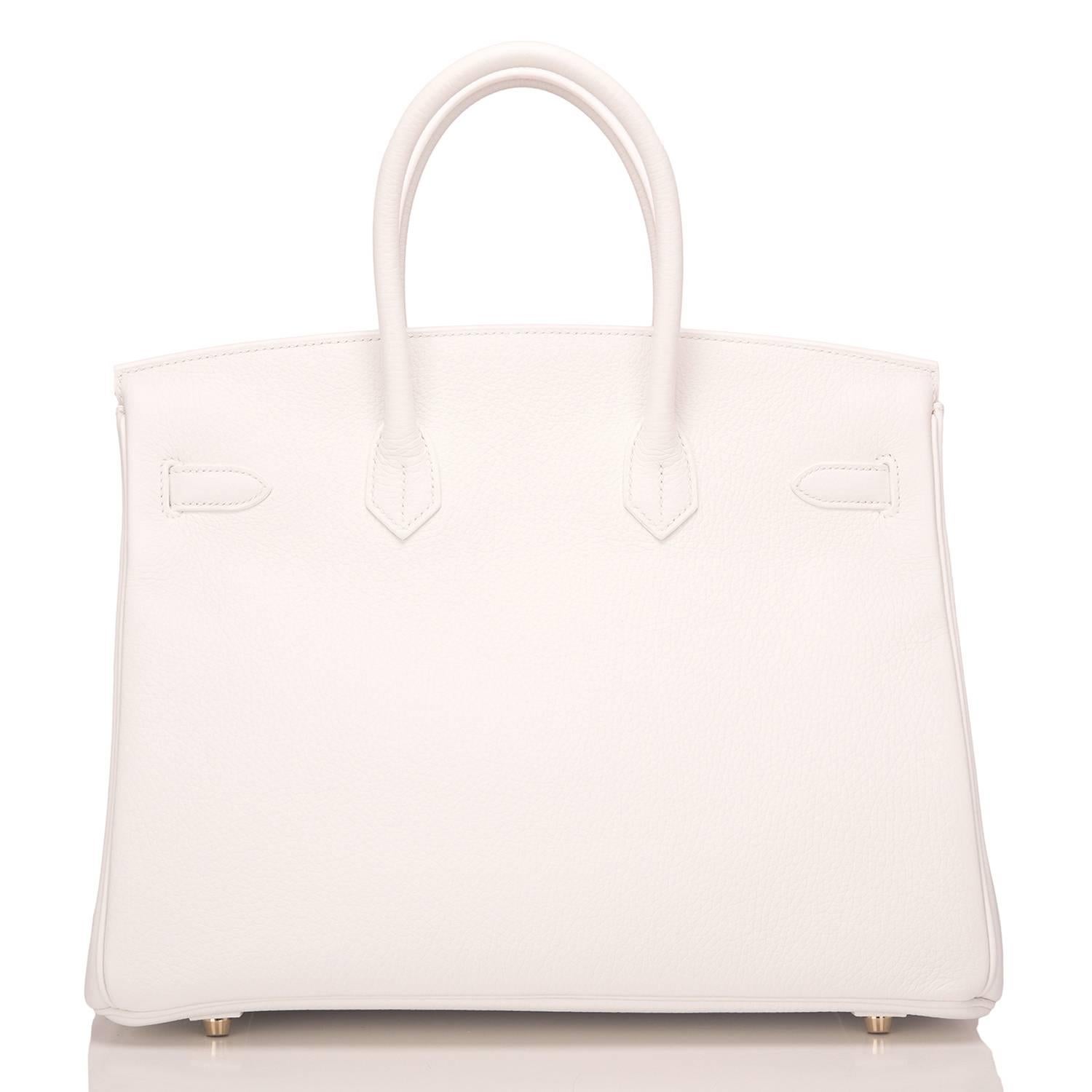 Hermes White Clemence Birkin 35cm Gold Hardware In New Condition In New York, NY