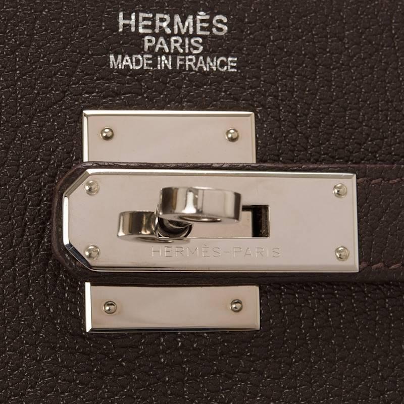 Women's Hermes Ebene Chevre de Coromandel Kelly 35cm For Sale