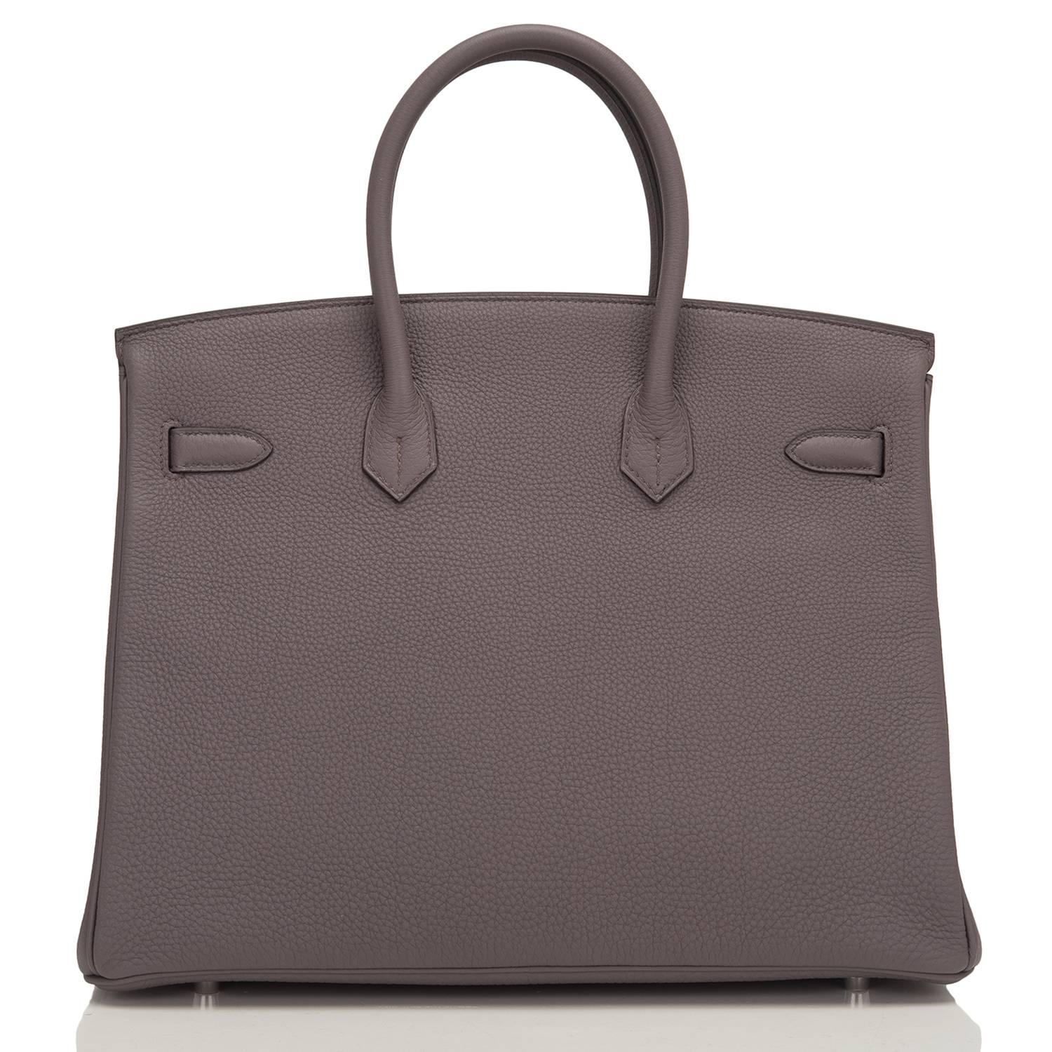 Hermes Etain Togo 35cm Palladium Hardware Birkin Bag In New Condition For Sale In New York, NY