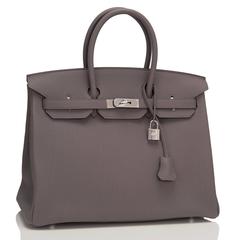Hermes Etain Togo 35cm Palladium Hardware Birkin Bag