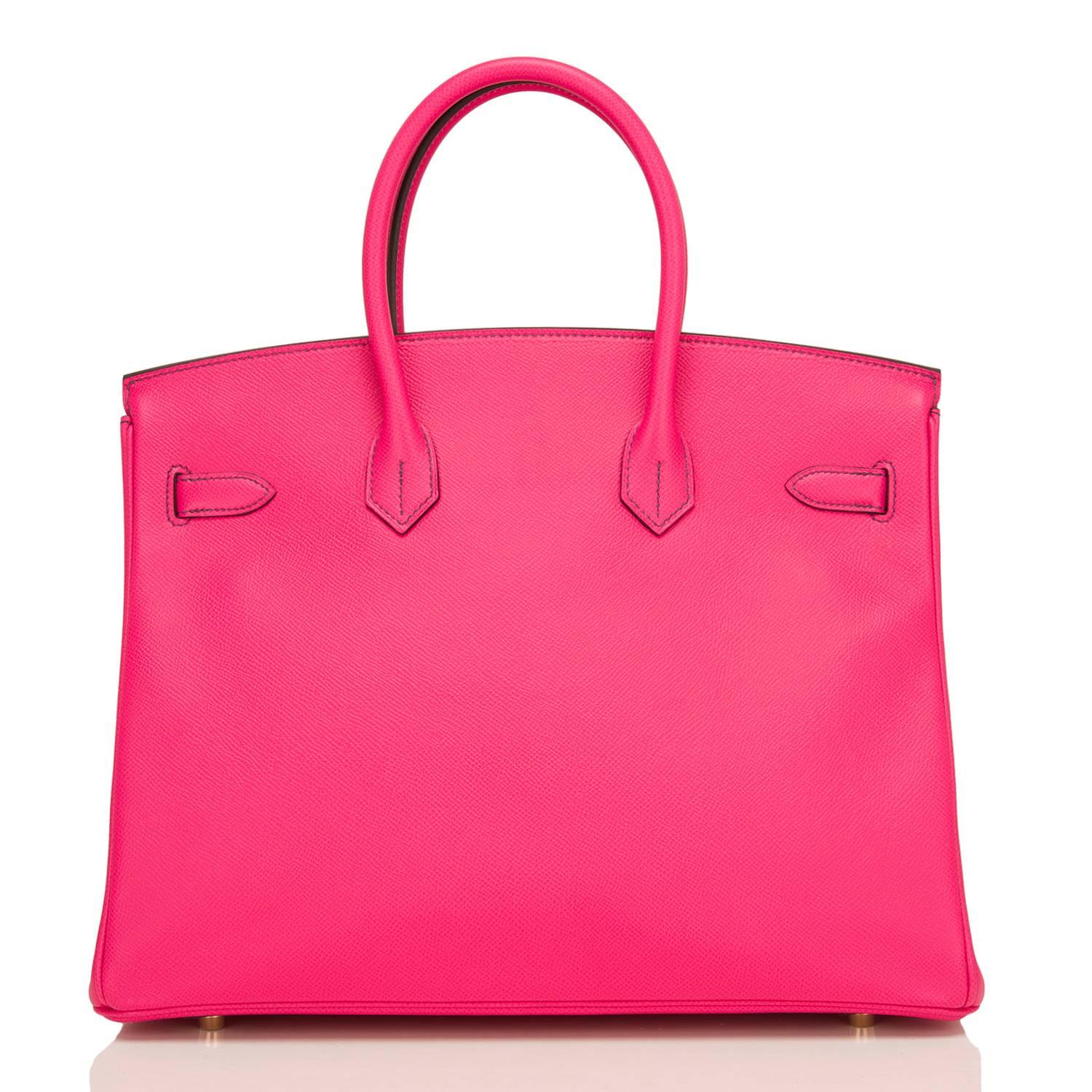 Hermes HSS SO Bi-Color Rose Tyrien and Crocus Epsom Birkin 35cm Gold Hardware In New Condition For Sale In New York, NY