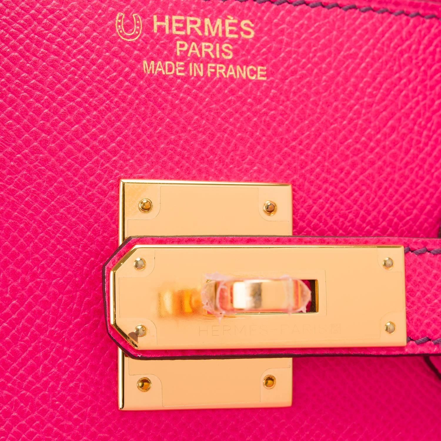 Hermes HSS SO Bi-Color Rose Tyrien and Crocus Epsom Birkin 35cm Gold Hardware For Sale 1