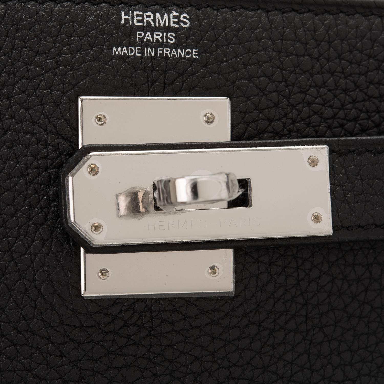 Hermes Black Togo Kelly 28cm Palladium Hardware For Sale 2