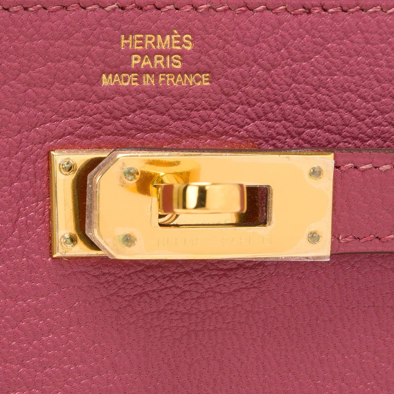 Hermes Bois de Rose Chevre Kelly Long Wallet For Sale 1