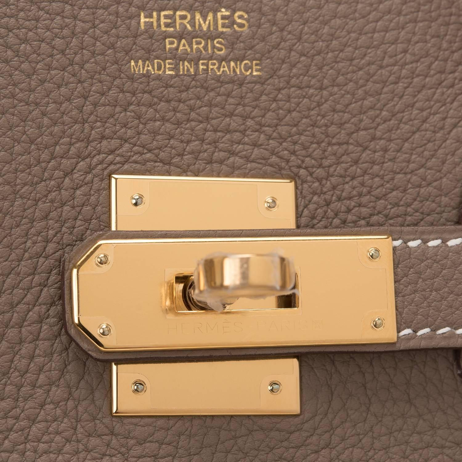 Hermes Etoupe Togo Leather 35cm Gold Hardware Birkin Bag For Sale 1